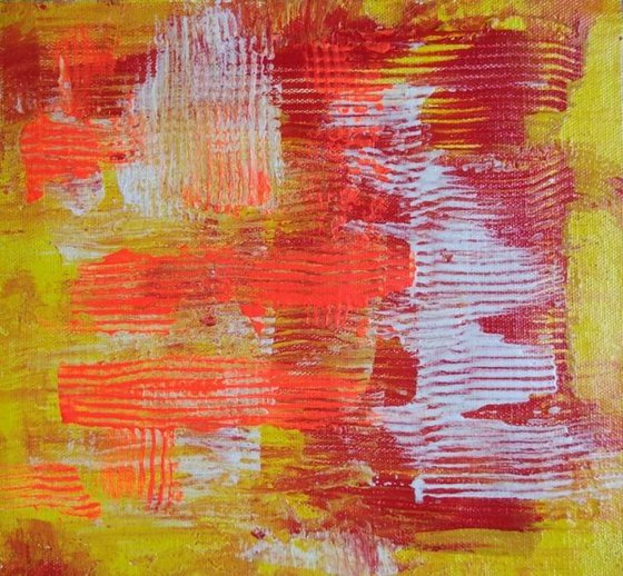 Abstract !! Small Abstract Paintings !! Set of 2 !! Yellow, Red,Orange,White Painting !! Diptych !!