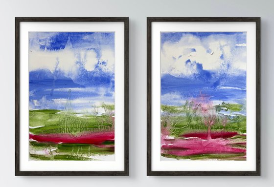 Spring rain Abstract landscape