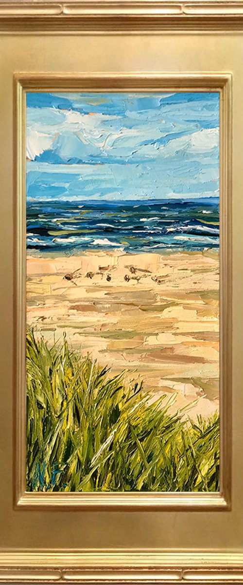 SOUTHAMPTON DUNES, Original Impressionist Vertical Landscape Oil Painting by Nastia Fortune