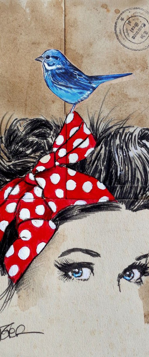 BIRD ON BANDANA by Loui Jover