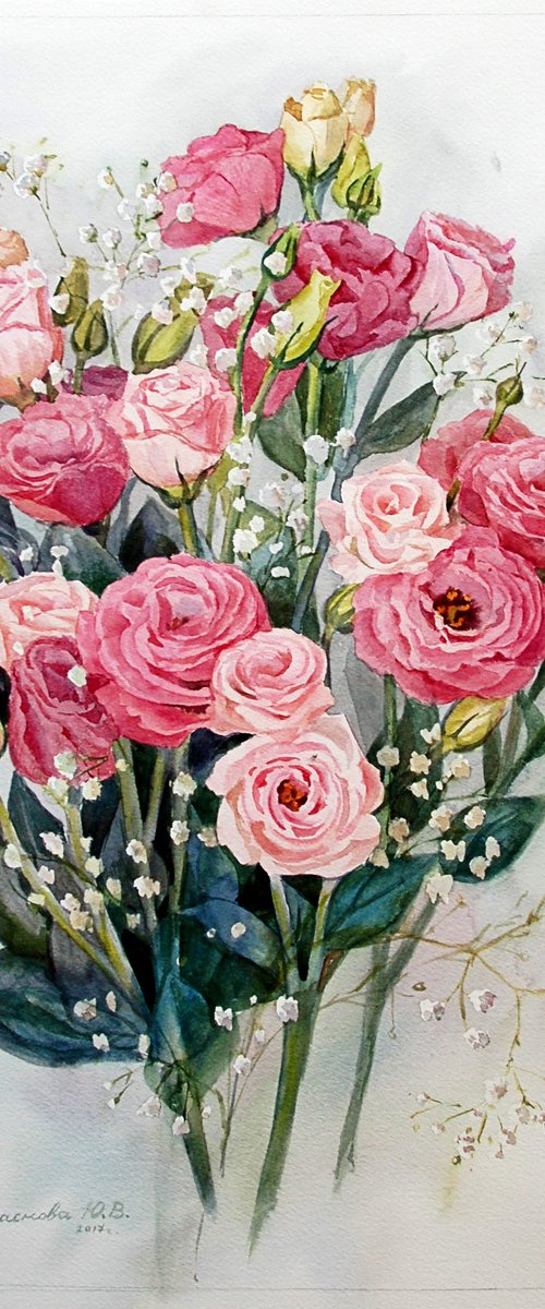 Bouquet of pink lisianthus by Yulia Krasnov