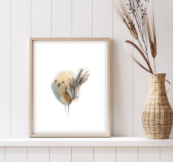 Funny birds watercolor painting 3 set