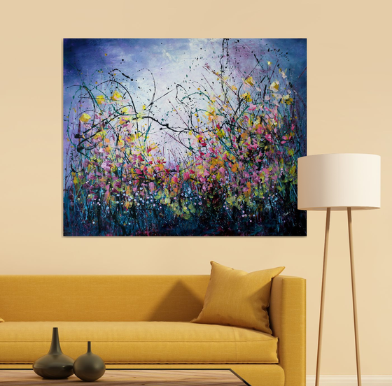 Dream On-  Super sized original abstract floral painting