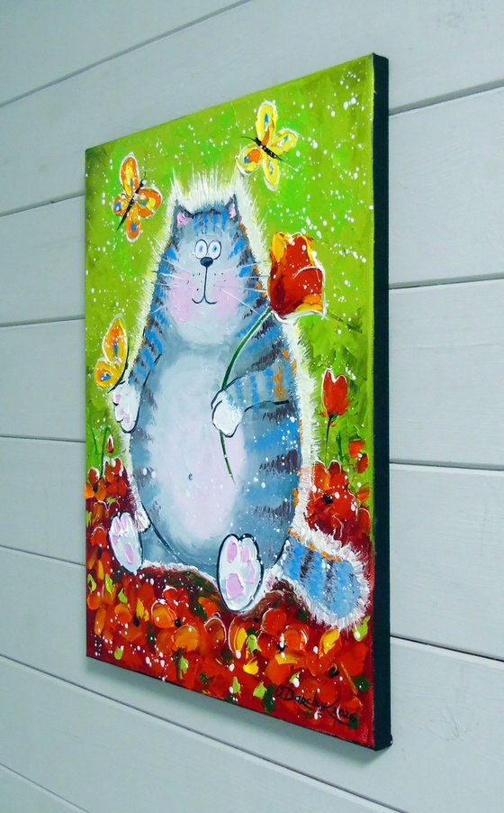 Cat in a flower paradise