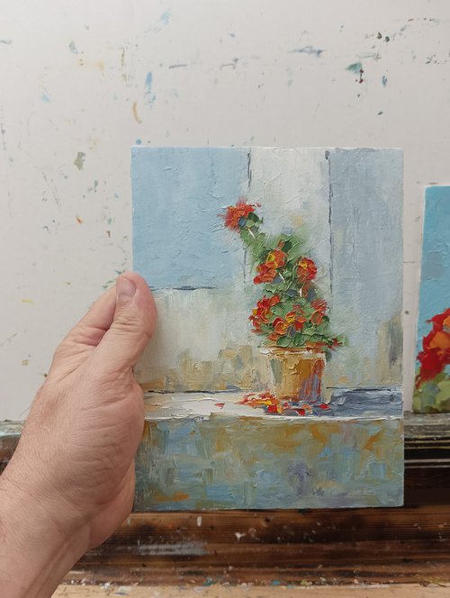 Small oil painting with flowers by Marinko Šaric