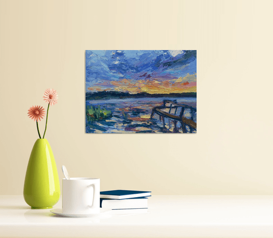 "Sunset in the Volga river"