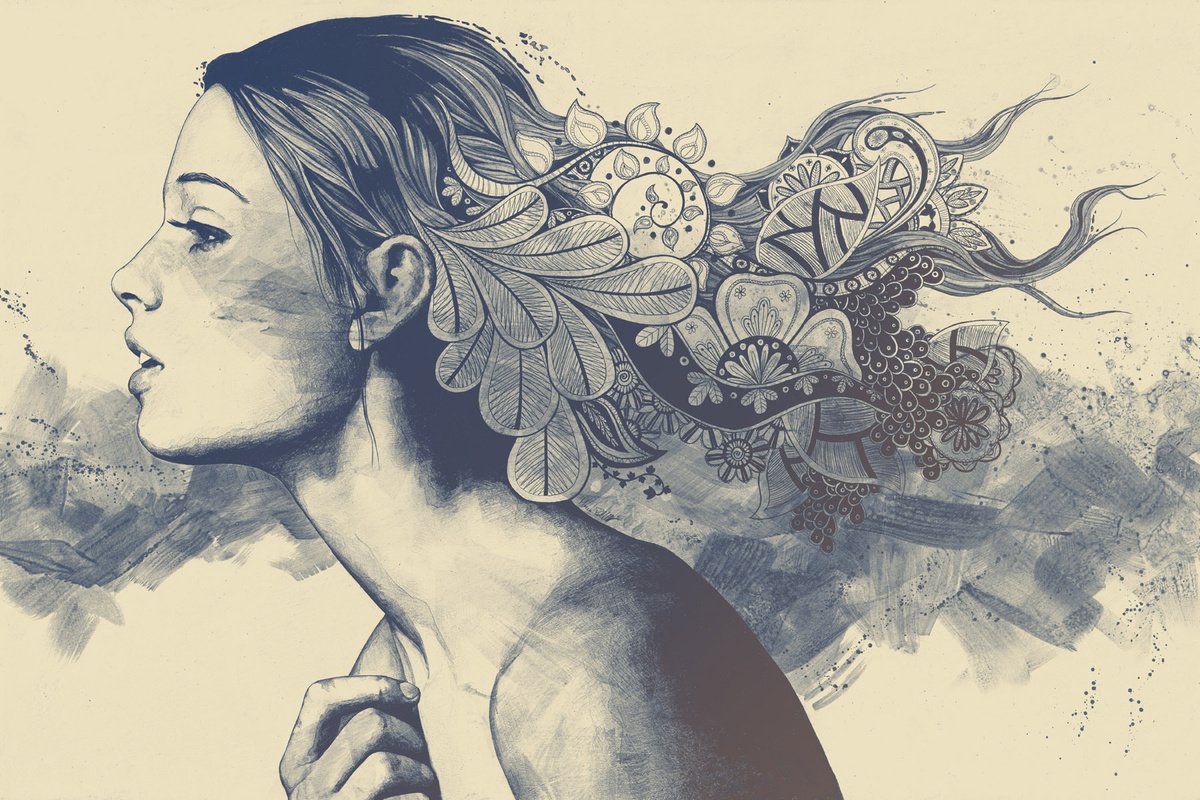 Moral Eclipse II sh | street art realistic female portrait | doodle art woman drawing by Marco Paludet