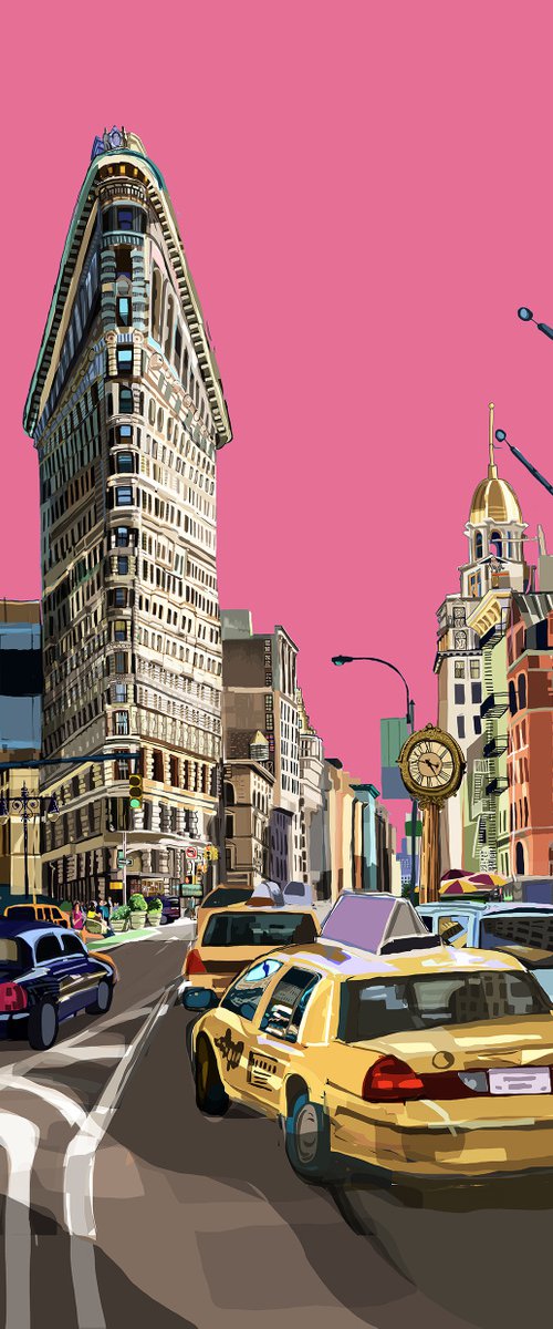 A3 Flatiron Building, New York City Illustration Print by Tomartacus