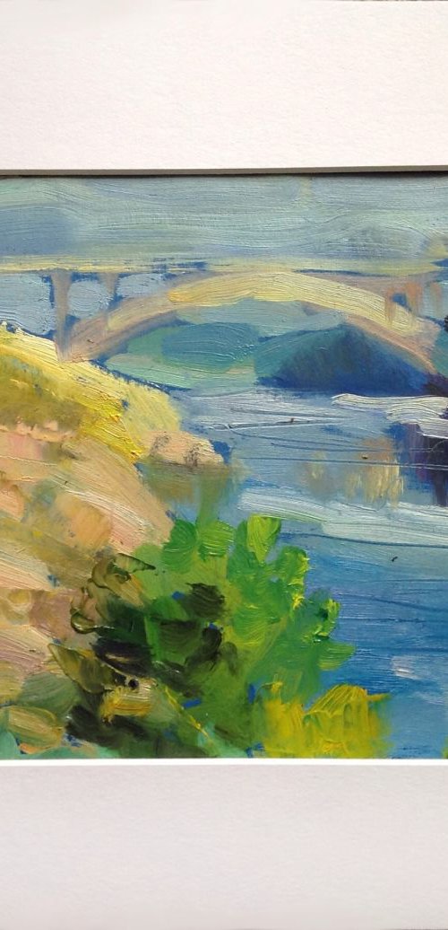 The Bridge. Autumn painting by Nataliia Nosyk