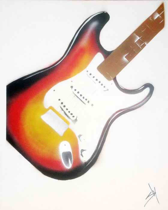 Strat (sunburst on an Urbox).