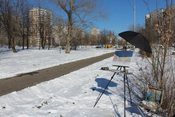 March. The sun is warming