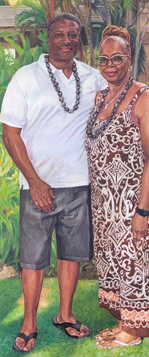 Commission Portraits of Mr. Mitch and Wife by QI Debrah
