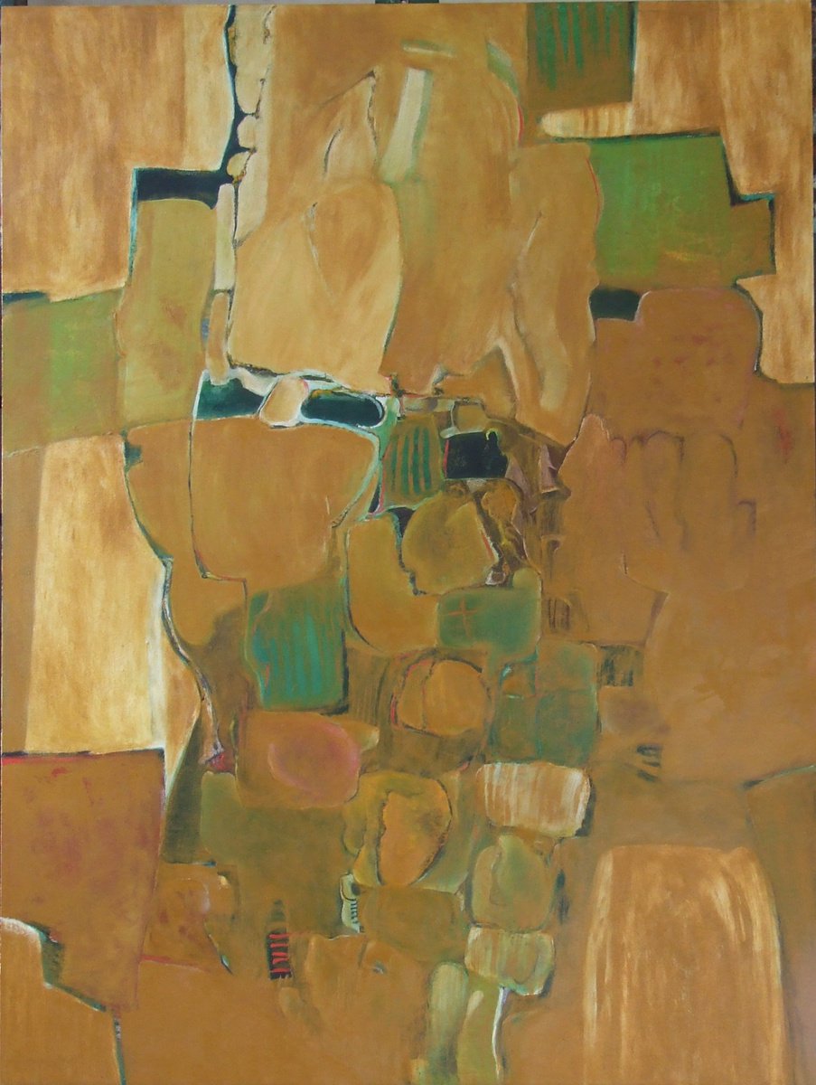 Abstract Oil Painting By Csaba Csendes, 26 X 35, Deep Forest, Original Artwork