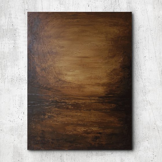 "Rust" Brown black abstract acrylic art