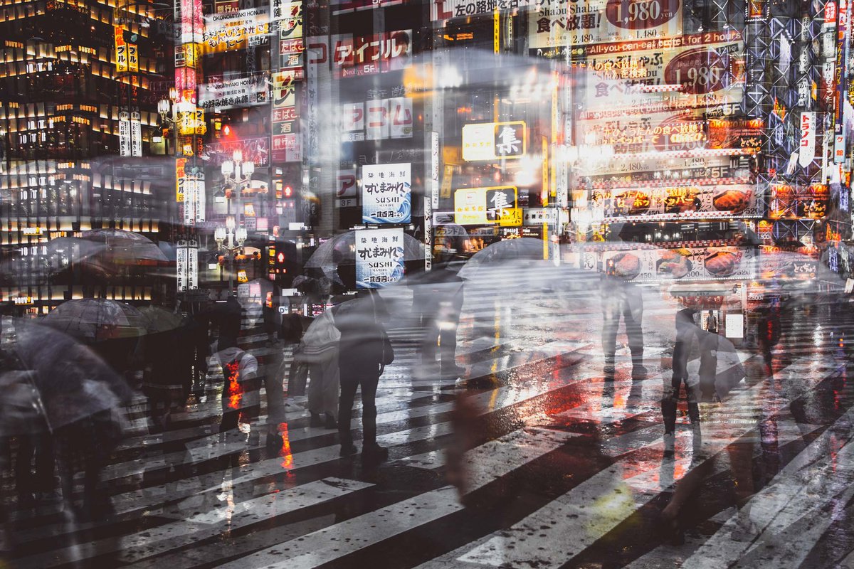 Abstract Cityscapes Photograph By Sven Pfrommer, 47 X 31", Tokyo Nights Iii, Original Artwork