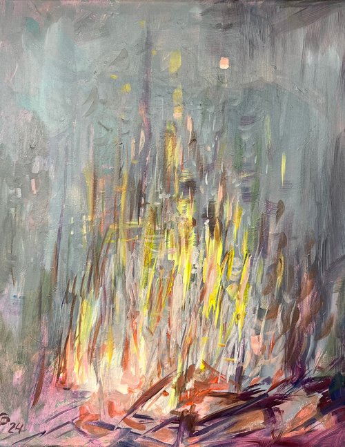 Fire abstract artwork on canvas by Roman Sergienko