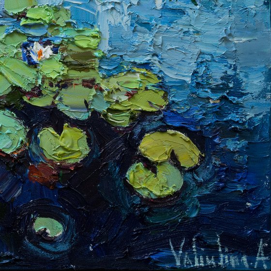 Water Lilies - Impasto Original Oil painting