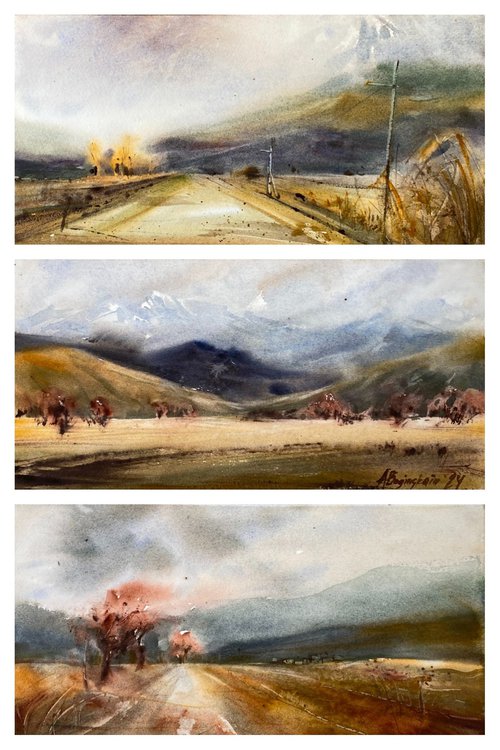 Armenian landscape (set of 3) by Anna Boginskaia