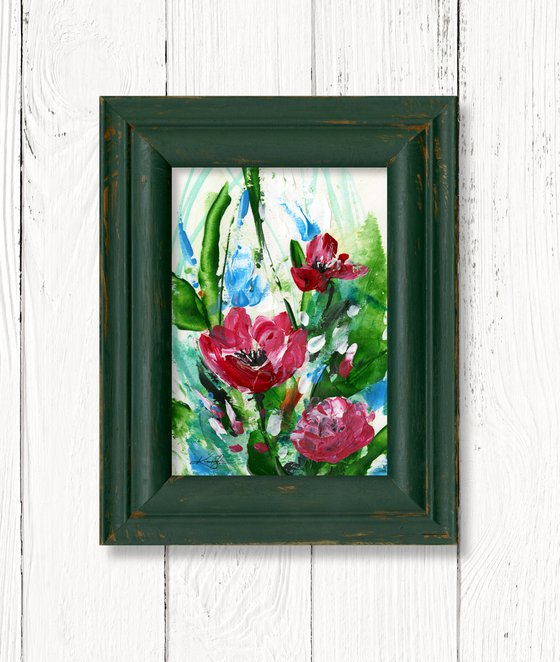 Cottage Flowers 9 - Framed Floral Painting by Kathy Morton Stanion