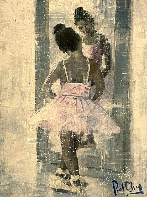 Young Girl Dancer Looking in the Mirror