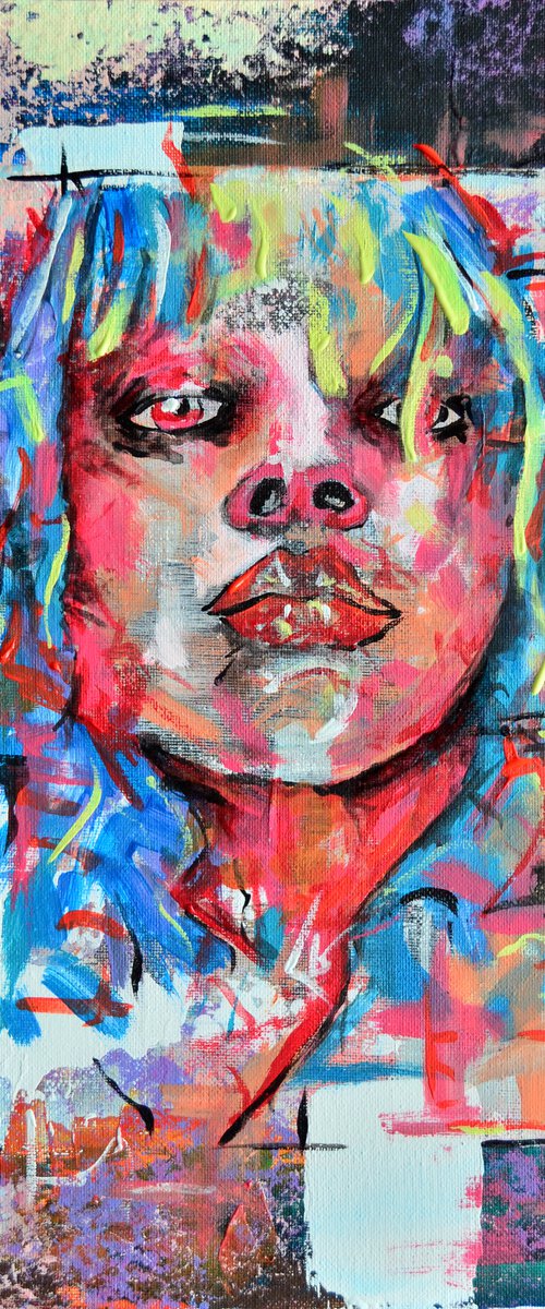 Red Kiss - Original Modern Portrait Art Painting on Canvas Ready To Hang by Jakub DK - JAKUB D KRZEWNIAK