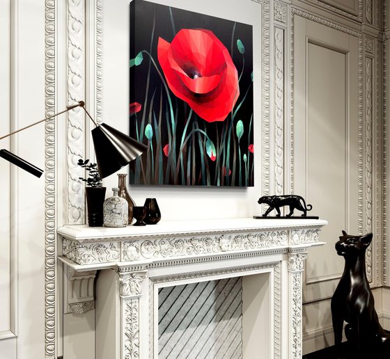 SCARLET POPPY ON A BLACK