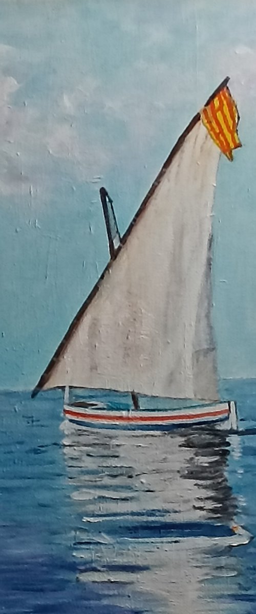 Boat, sea and reflections by Isabelle Lucas