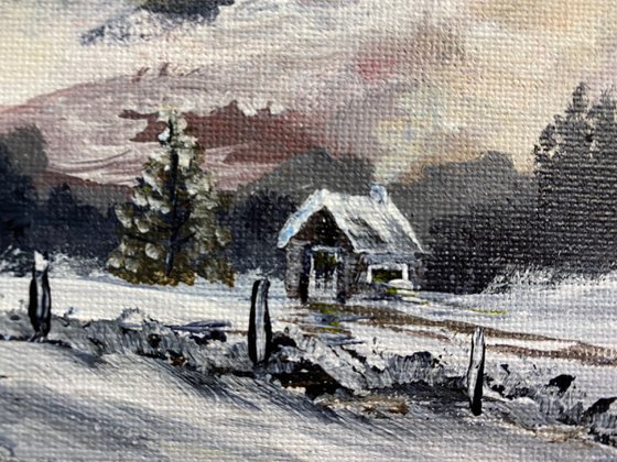 Cottage in the snow. Commission