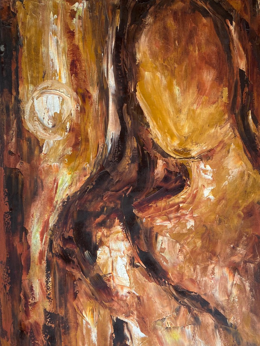 Abstract Oil Painting By Deepa Kern, 22 X 33, Waiting In The Moonlight, Original Artwork