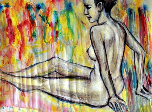 Nude Model Sitting by Alex Solodov