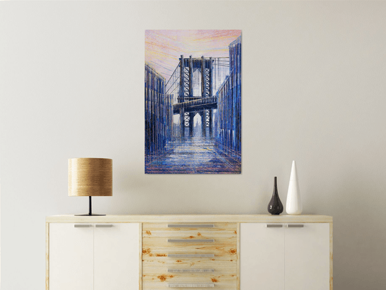 New York - The Manhattan Bridge At Sunset