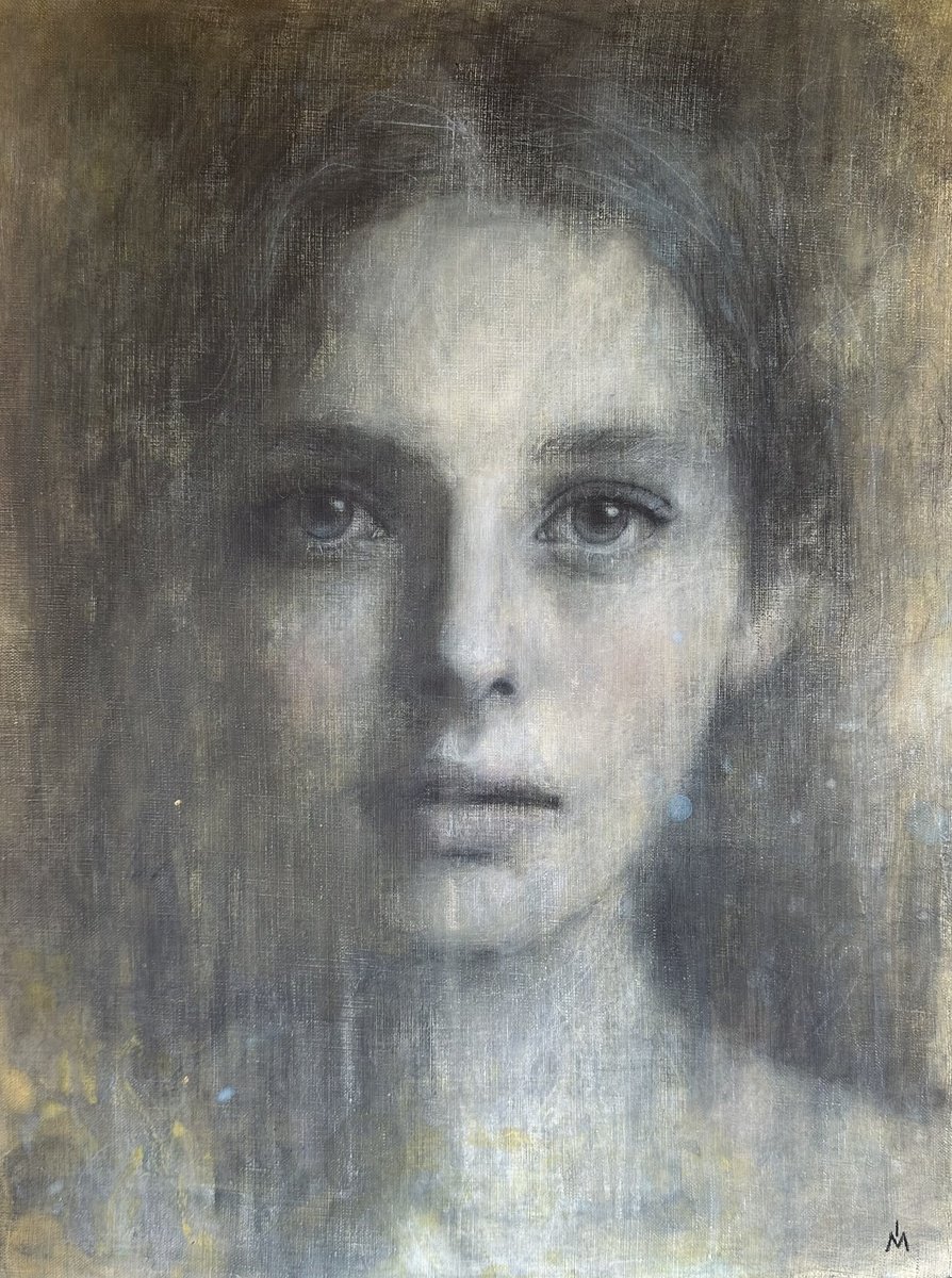 Surrealistic Portrait Painting By Margarita Ivanova, 18 X 24", Alchemist, Original Artwork