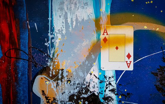 -Time for poker- Abstract Alkyd Gloss Enamel with Playing Cards.