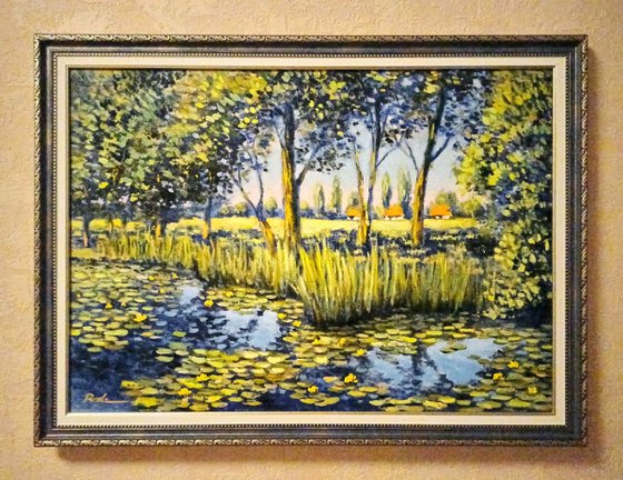 On the shore of the pond