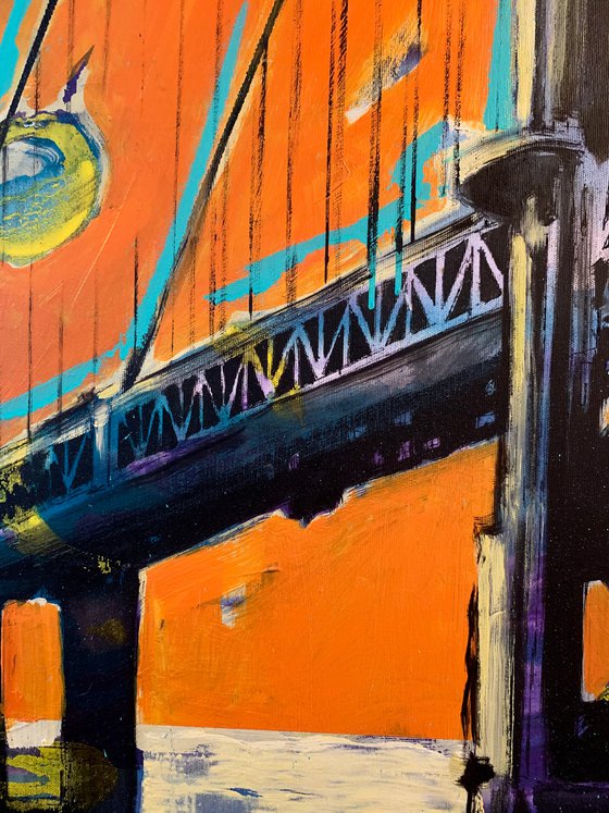 Huge painting - "San Francisco" - Urban Art - Bridge - USA - Street art - 150x135cm