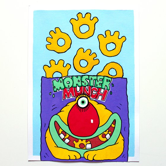 Monster Munch Pickled Onion - Pop Art Painting on Unframed A4 Paper