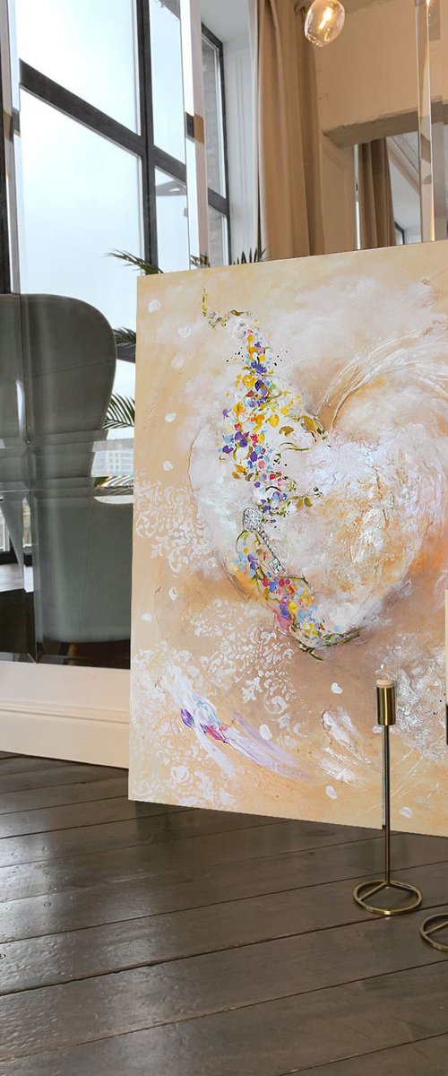 Heart painting, Neutral wall art by Annet Loginova