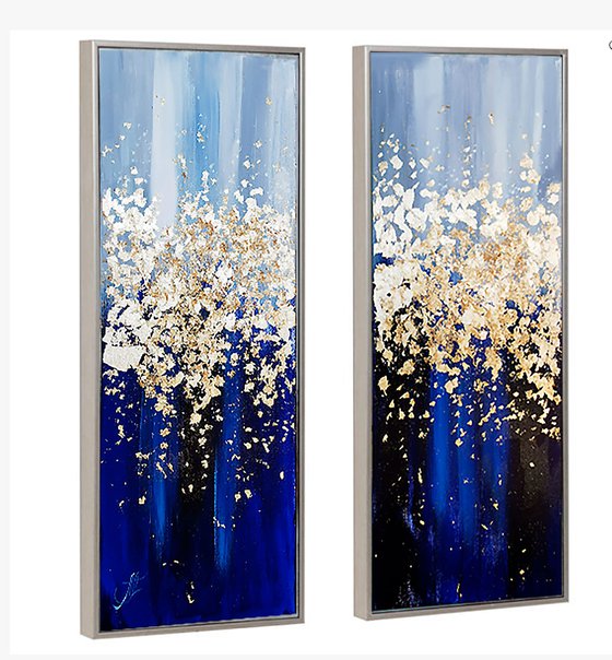 Set paintings, 2 piece wall art, Gold Leaf Painting
