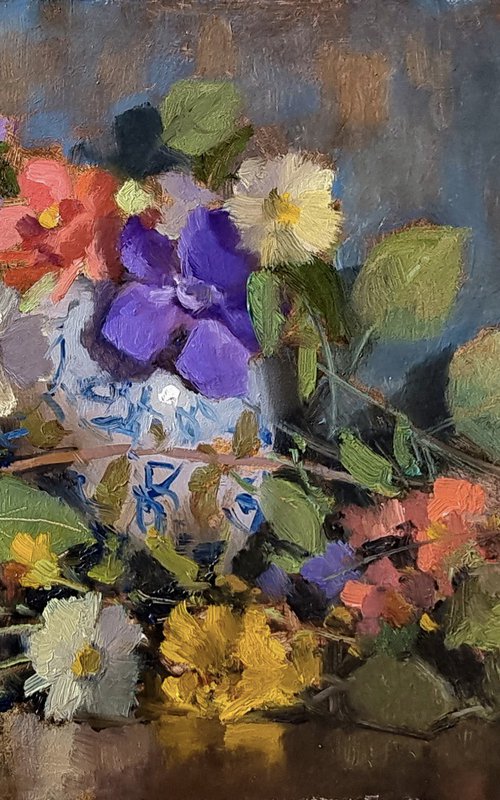 Spring Flowers and Porcelain Vase by Pascal Giroud