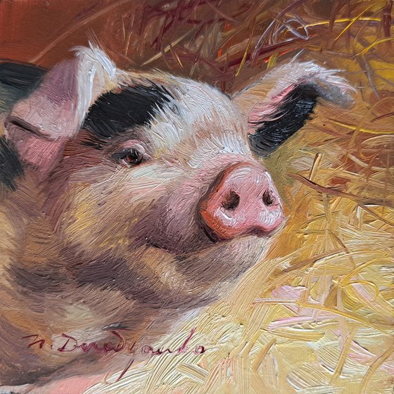 Pig portrait painting