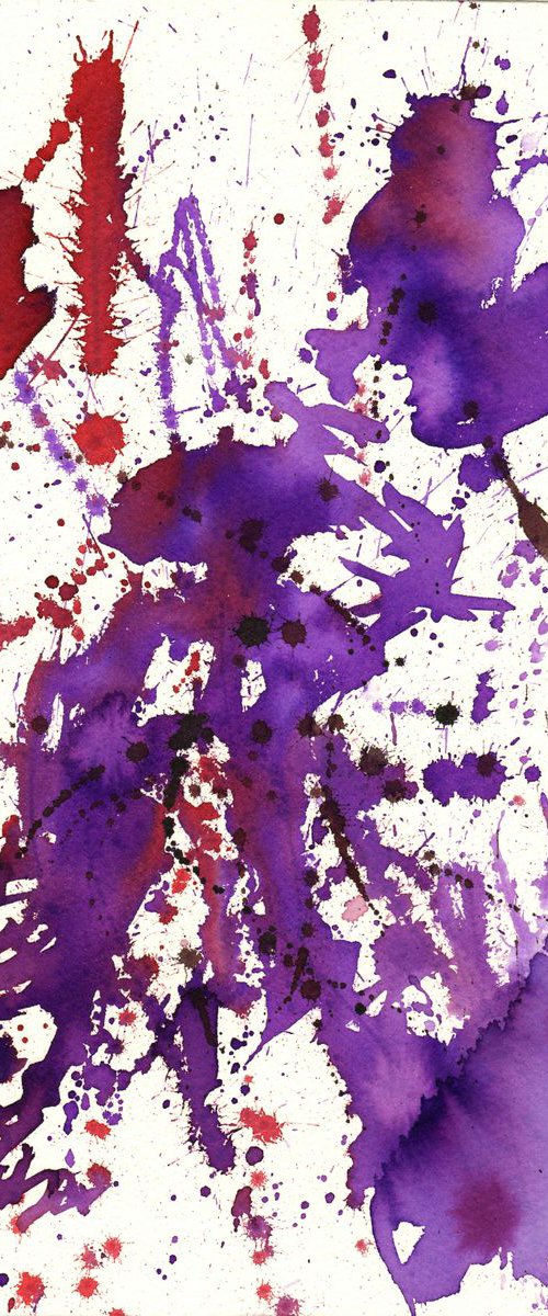 Abstract artwork.#8 - Original violet watercolour and ink abstract painting. by Mag Verkhovets