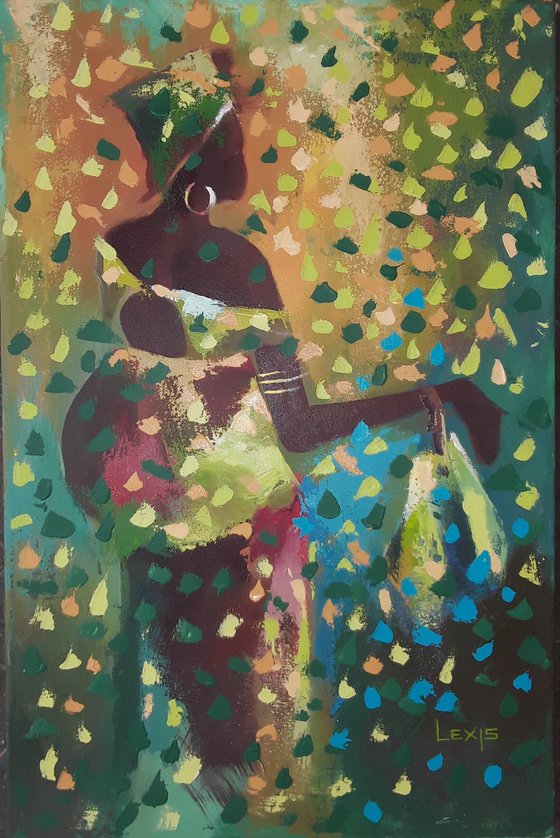 Colorful painting - mother and child,