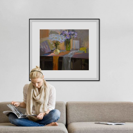 Large Still Life Painting,  " Daisies" (416ll15)