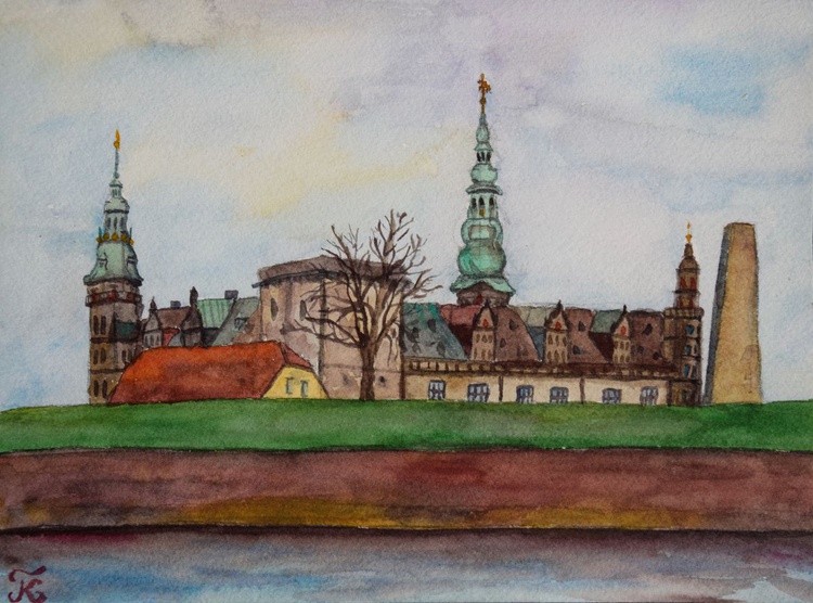 Denmark Watercolor Painting Hamlet Castle Kronbo Artfinder