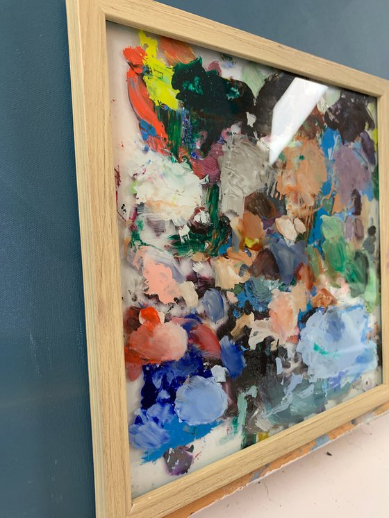 Abstract painting on glass.