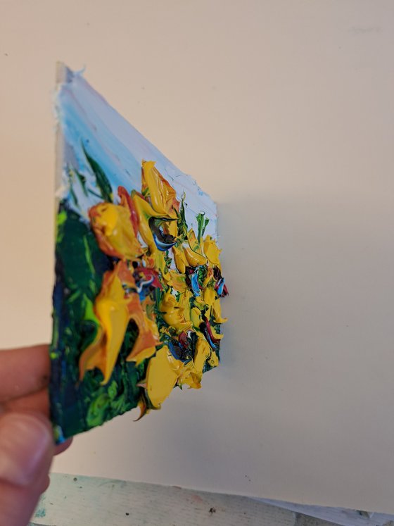 Sunflower impasto art