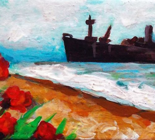 Shipwreck  at shore by Adriana Vasile