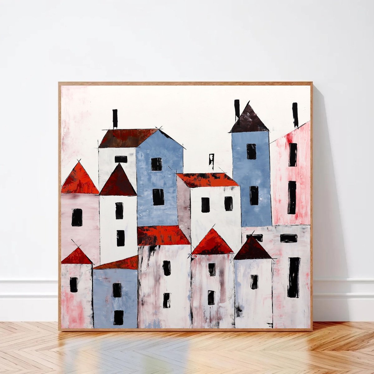 Urban And Pop Cityscapes Painting By Poovi Art, 36 X 36", Open Your Heart, Original Artwork