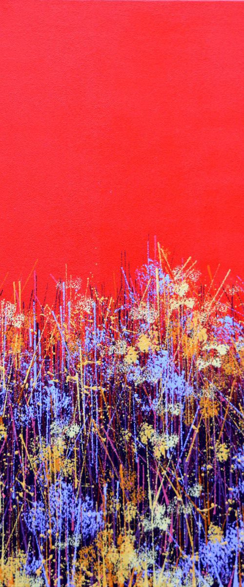 Wild Flowers with red sky by Marc Todd