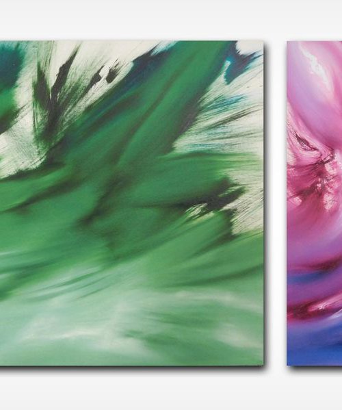 The concept and the expression, diptych, two paintings, LARGE, original abstract by Davide De Palma